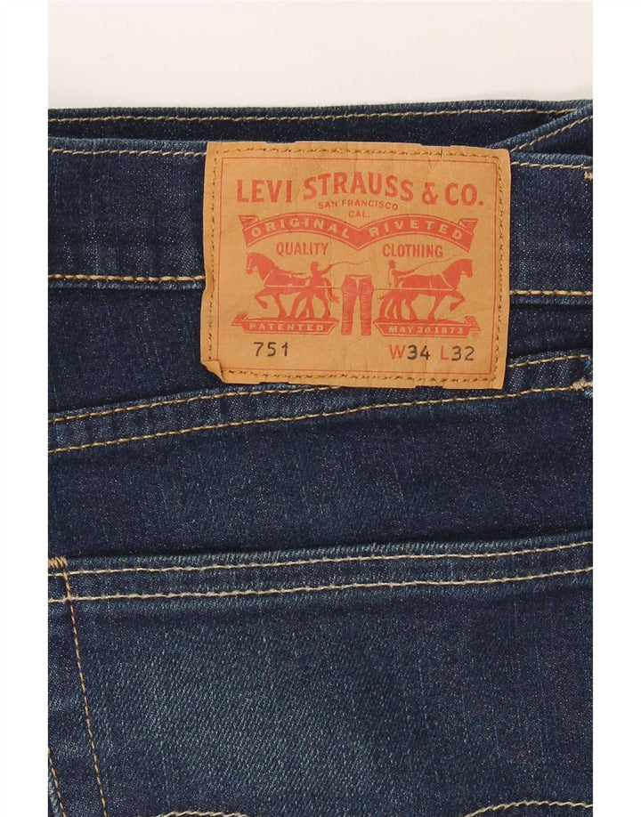 Levi's Mens 751 Straight Jeans W34 L32 Navy Blue Cotton