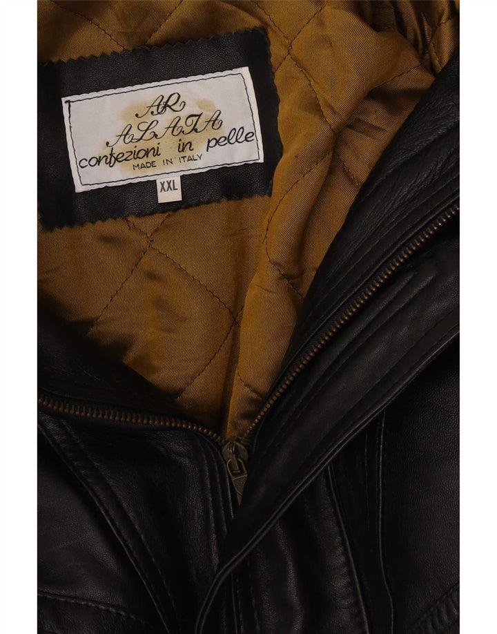 Jachetă de piele vintage pentru bărbați UK 44 2XL Negru
