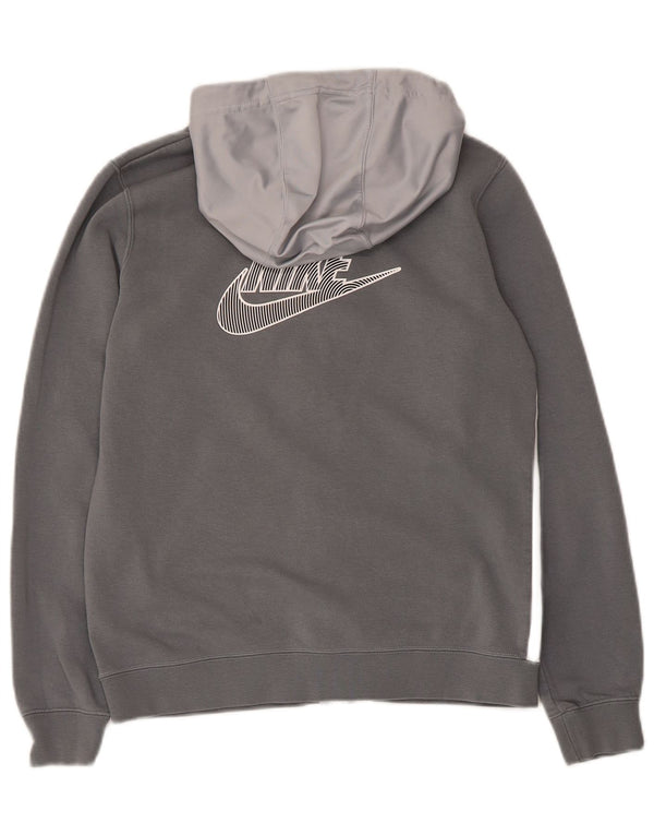 Pulover Nike pentru băieți, cu fermoar, 12-13 ani, mare, gri, color block, bumbac