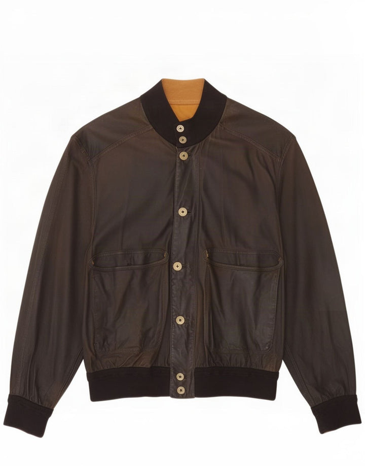 Jachetă vintage pentru bărbați reversibilă din piele intoarsa UK 38 Maro mediu Colorblock