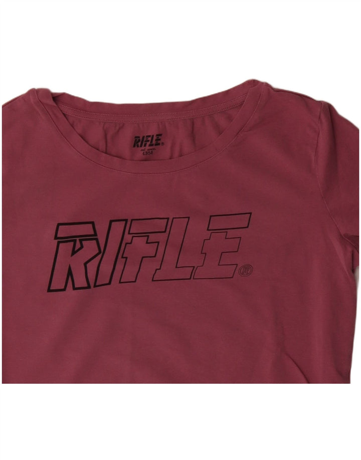 RIFLE Top grafic pentru femei cu mânecă lungă UK 18 XL bumbac roz