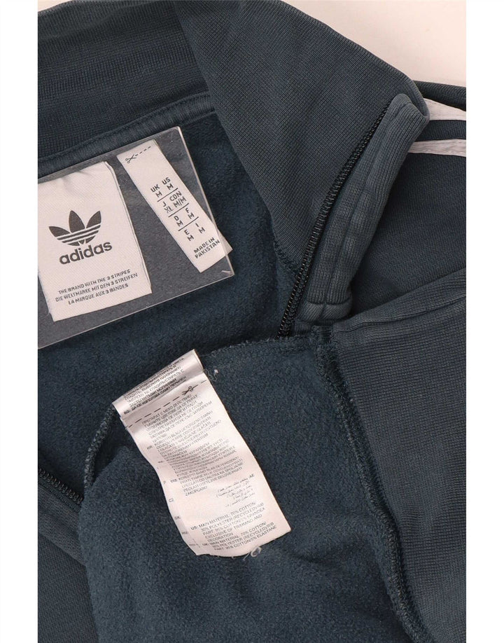 Hanorac pentru bărbați Adidas, cu fermoar, cu gât, bumbac, gri mediu