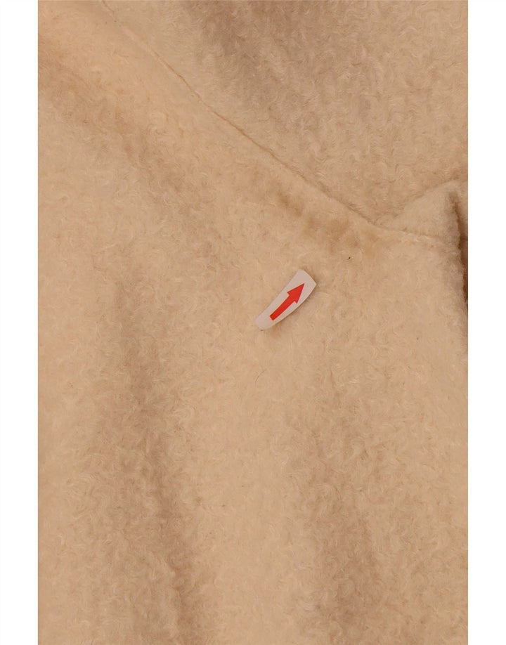 Pardesiu din lână supradimensionat pentru femei Zara UK 14 Medium Bej Poliester