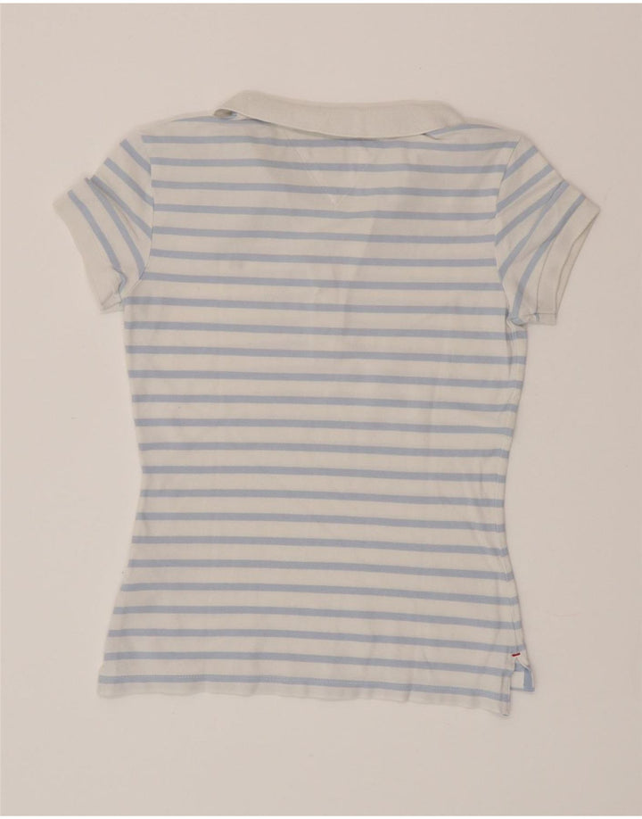 TOMMY HILFIGER Cămașă polo pentru femei Slim Fit UK 6 XS Bumbac cu dungi albastre
