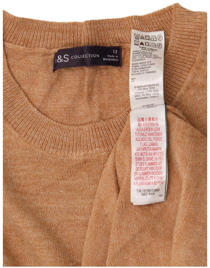 MARKS & SPENCER Pulover cu decolteu rotund pentru femei UK 12 Maro mediu