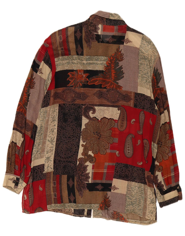 Bluză cămașă vintage pentru femei UK 16, mare, multicoloră, viscoză cachetă
