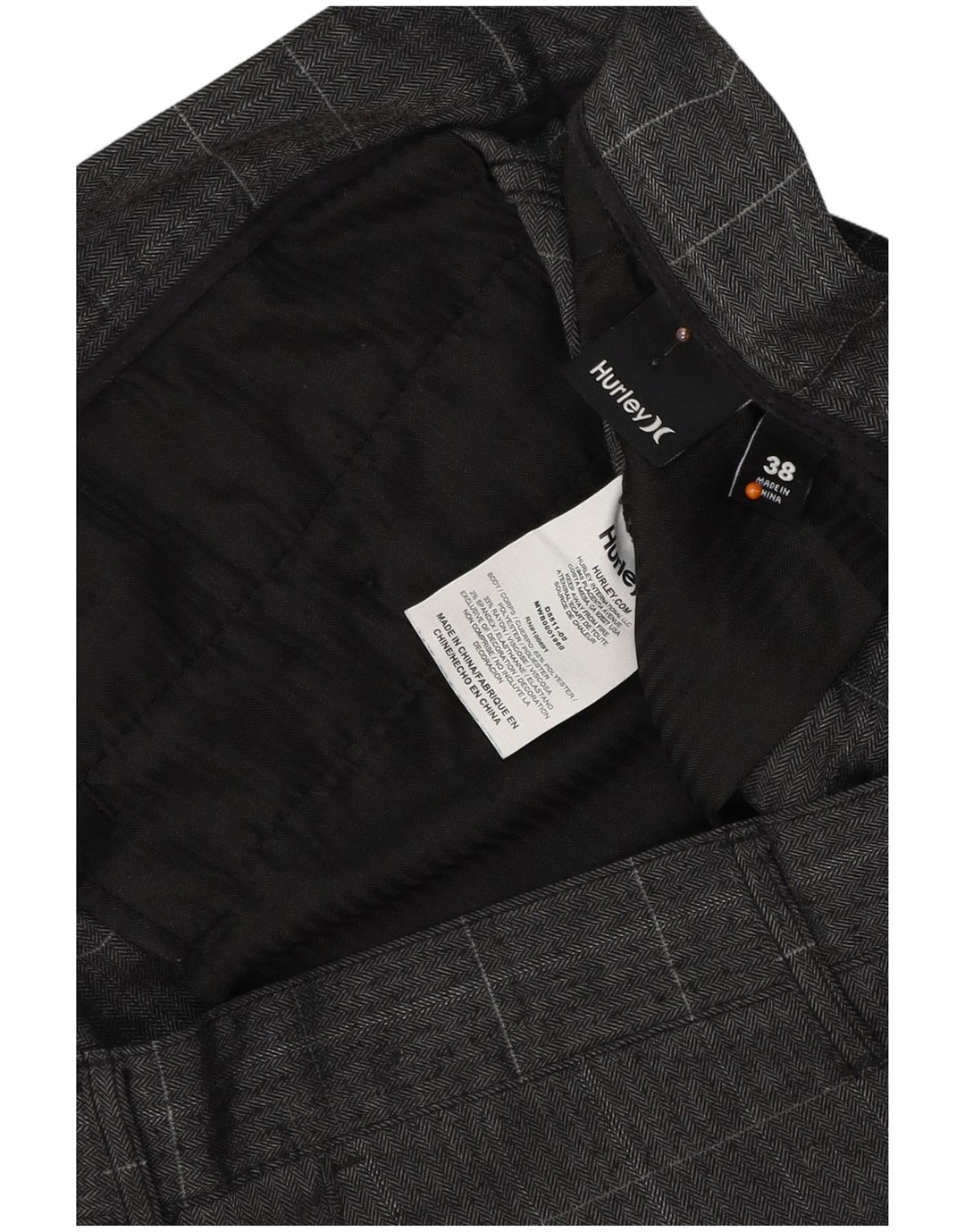 Pantaloni scurți chino pentru bărbați HURLEY W38 XL poliester cu carouri gri