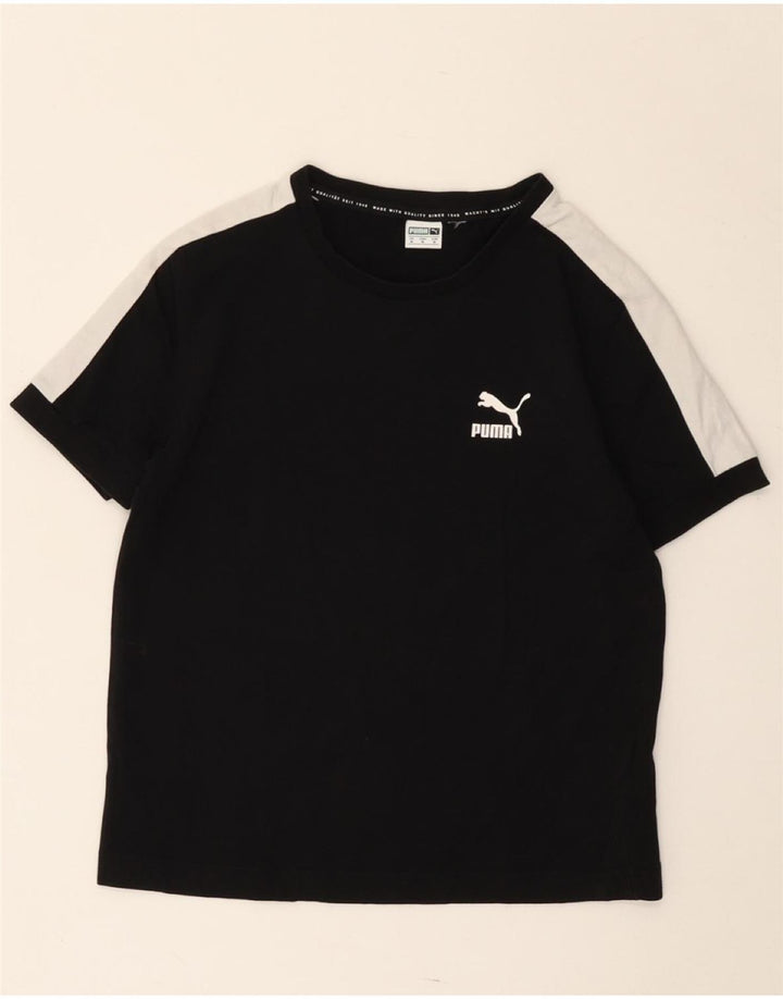 T-shirt crop PUMA pentru femei UK 12 Medium Black Colorblock Bumbac