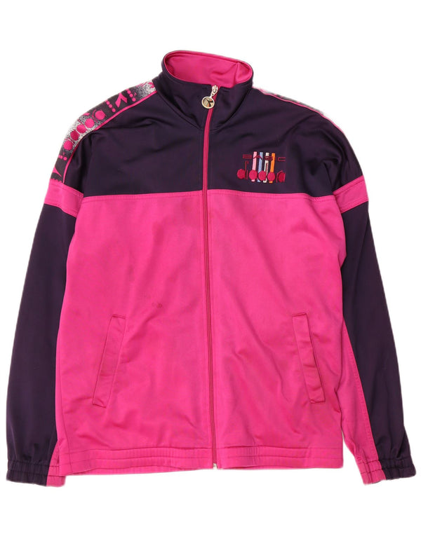 Jachetă de top pentru trening grafic Diadora pentru bărbați UK 38 Medium Pink Colorblock