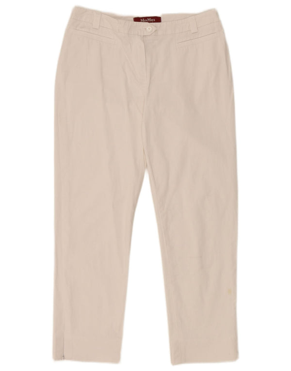 Max Mara Pantaloni decupați pentru femei UK 10 Small W28 L23 Bumbac alb