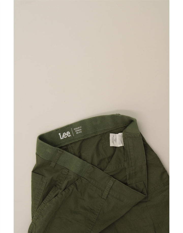 LEE Womens Mid Rise Regular Fit Bermuda Shorts US 12 Large W34 Green Vintage Lee and Second-Hand Lee from Messina Hembry 