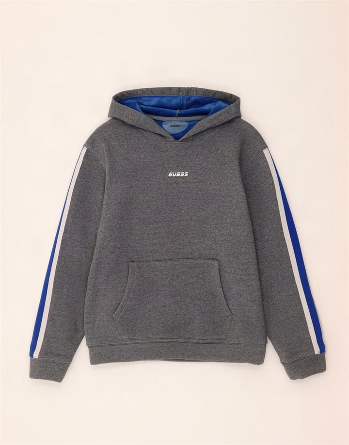 Pulover Guess pentru bărbați, gri mediu, poliester color bloc