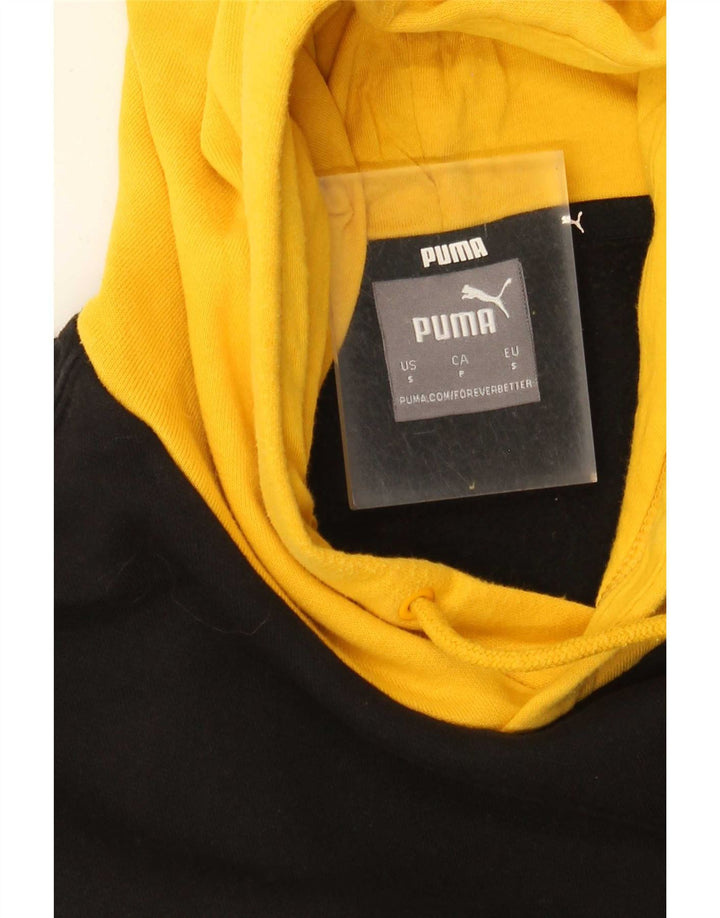 Pulover Puma pentru bărbați cu hanoră grafică, galben mic, color bloc