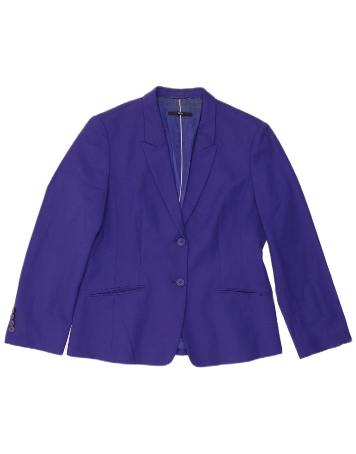 Sacou blazer pentru femei Hugo Boss cu 3 nasturi UK 12 Lână virgină violet mediu