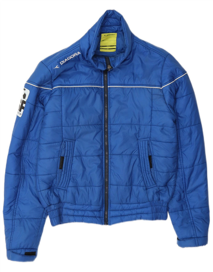 Jachetă cu grafică Diadora pentru băieți 9-10 ani, mare, albastru, poliester