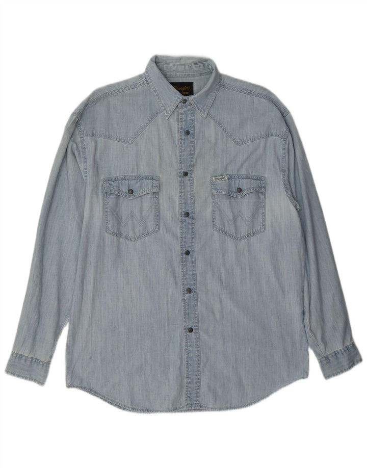 Cămașă din blugi pentru bărbați Wrangler, bumbac albastru mediu