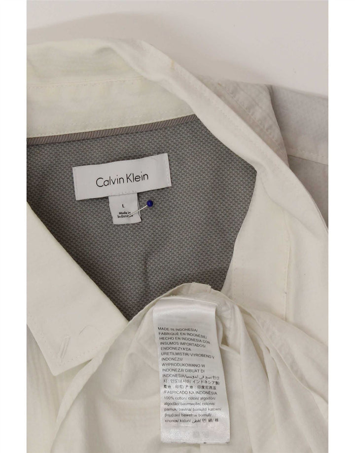 Cămașă cu mânecă scurtă Calvin Klein pentru bărbați, bumbac alb mare