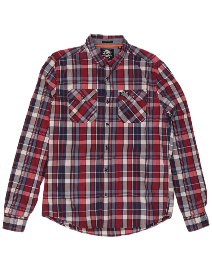 Cămașă Superdry pentru bărbați, cu tăiere obișnuită, mare, roșu, din bumbac
