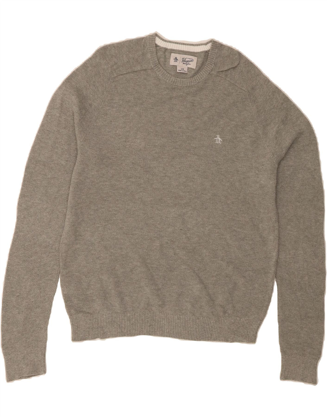 PENGUIN Mens Crew Neck Jumper Sweater Large Grey Cotton Vintage Penguin and Second-Hand Penguin from Messina Hembry 