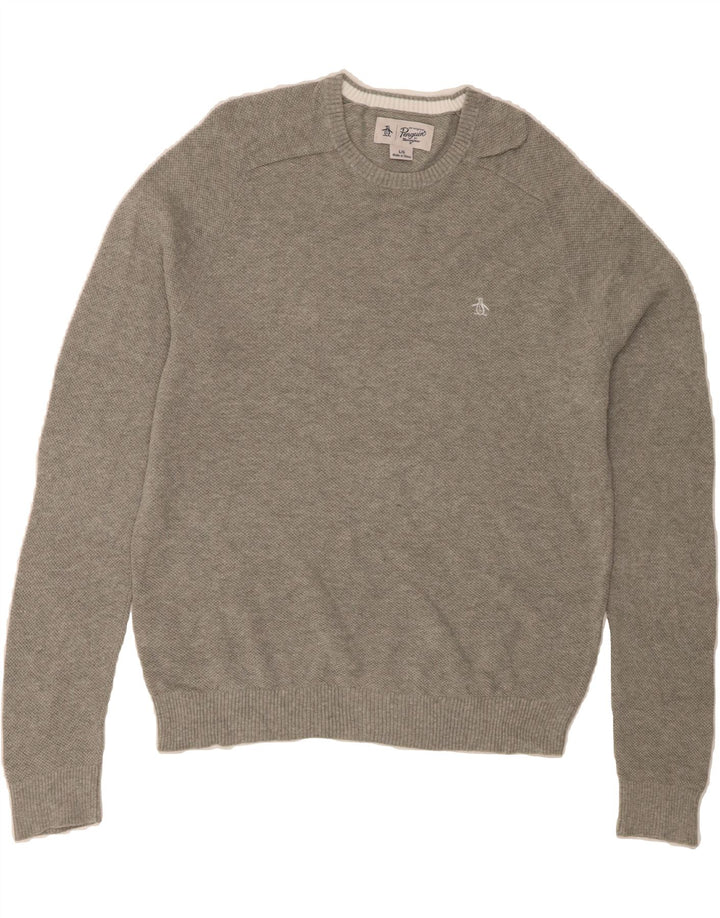 PENGUIN Mens Crew Neck Jumper Sweater Large Grey Cotton Vintage Penguin and Second-Hand Penguin from Messina Hembry 