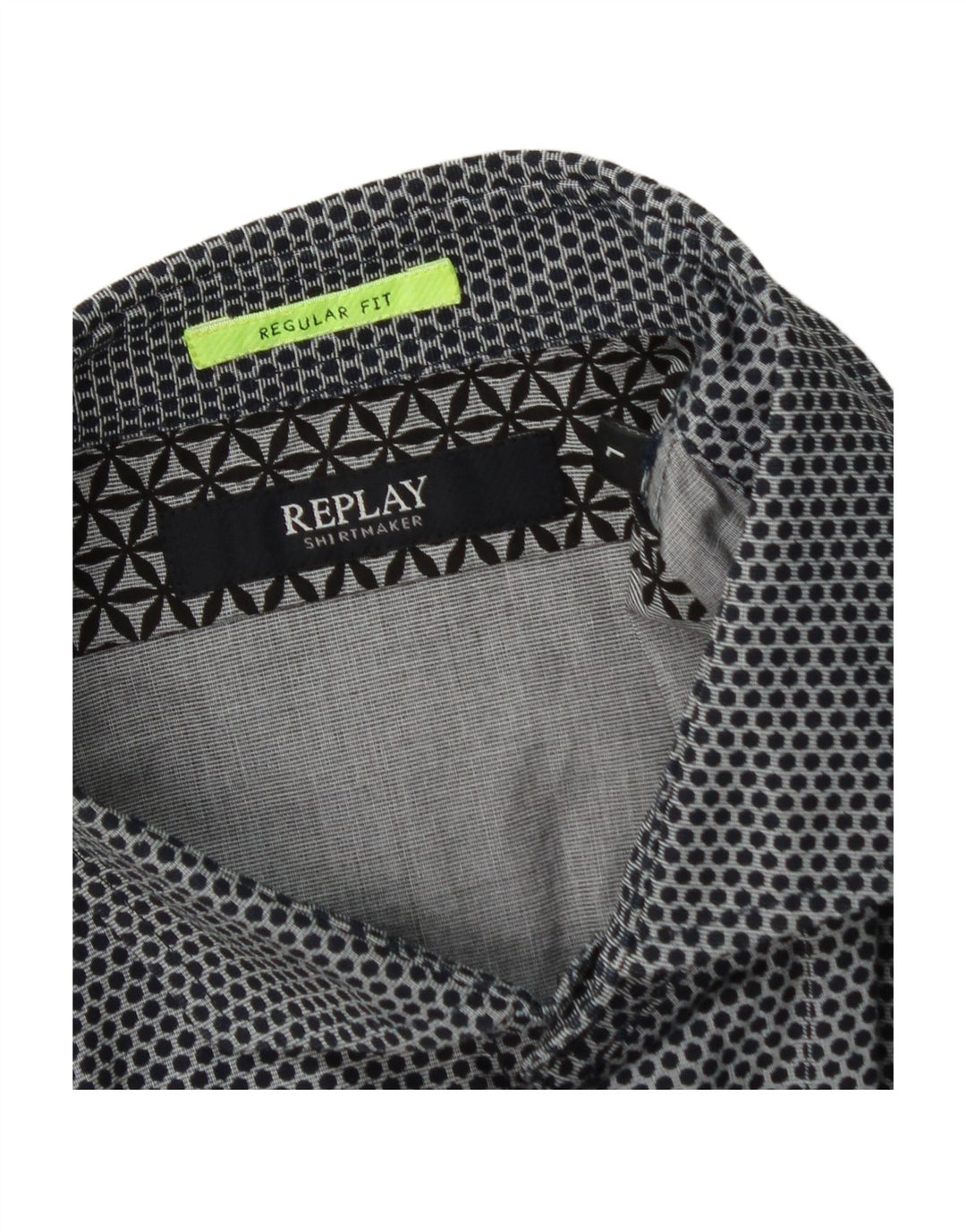 REPLAY Mens Regular Fit Shirt Large Navy Blue Spotted Cotton