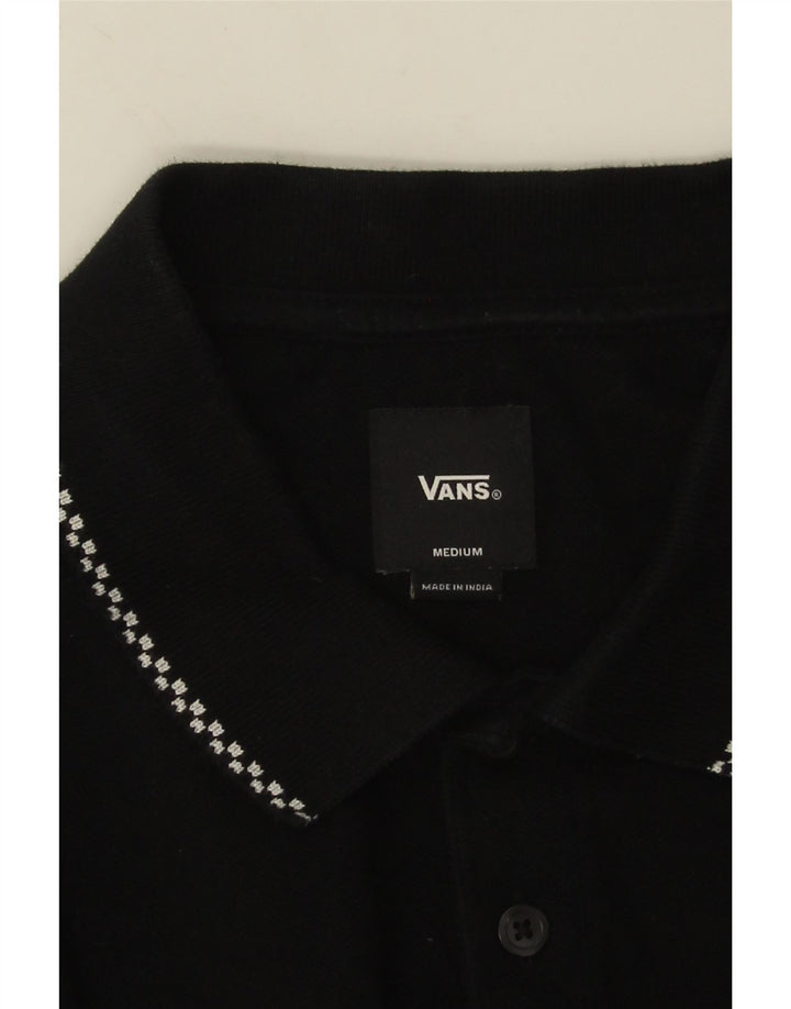 VANS Tricou polo cu mânecă lungă pentru bărbați, mediu negru, geometric