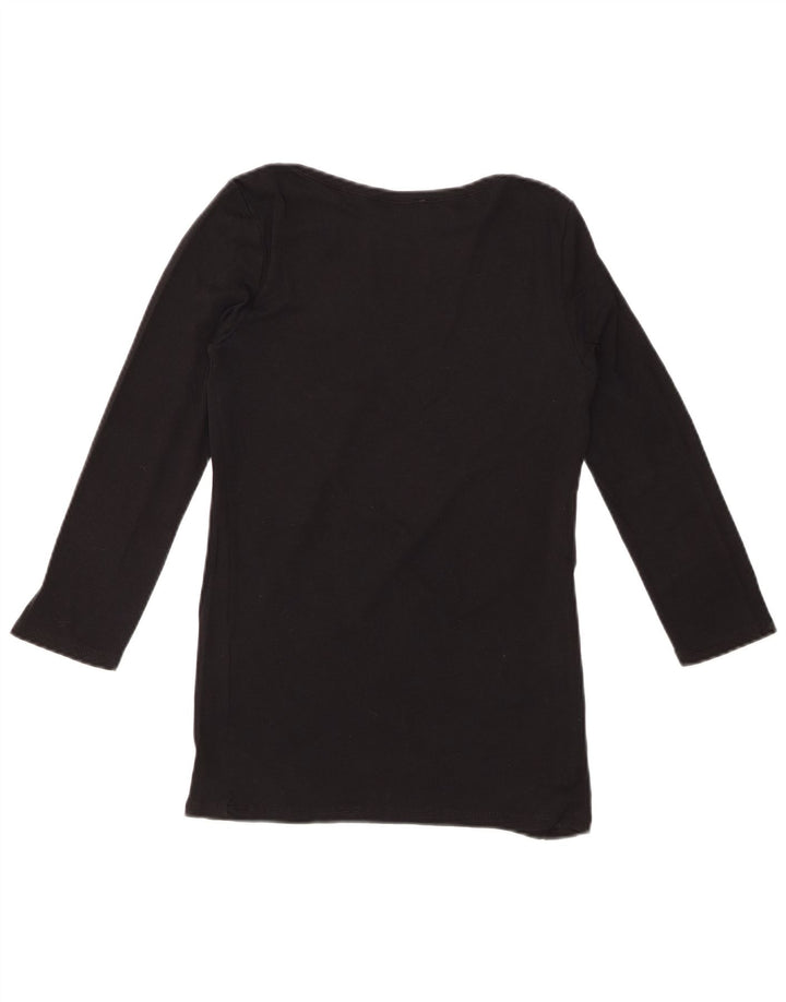 BENETTON Top grafic pentru femei cu mâneci 3/4 UK 8 Small Black
