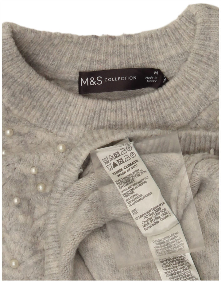 Pulover pentru femei Marks & Spencer cu decolteu rotund UK 14 Medium Gri Pete