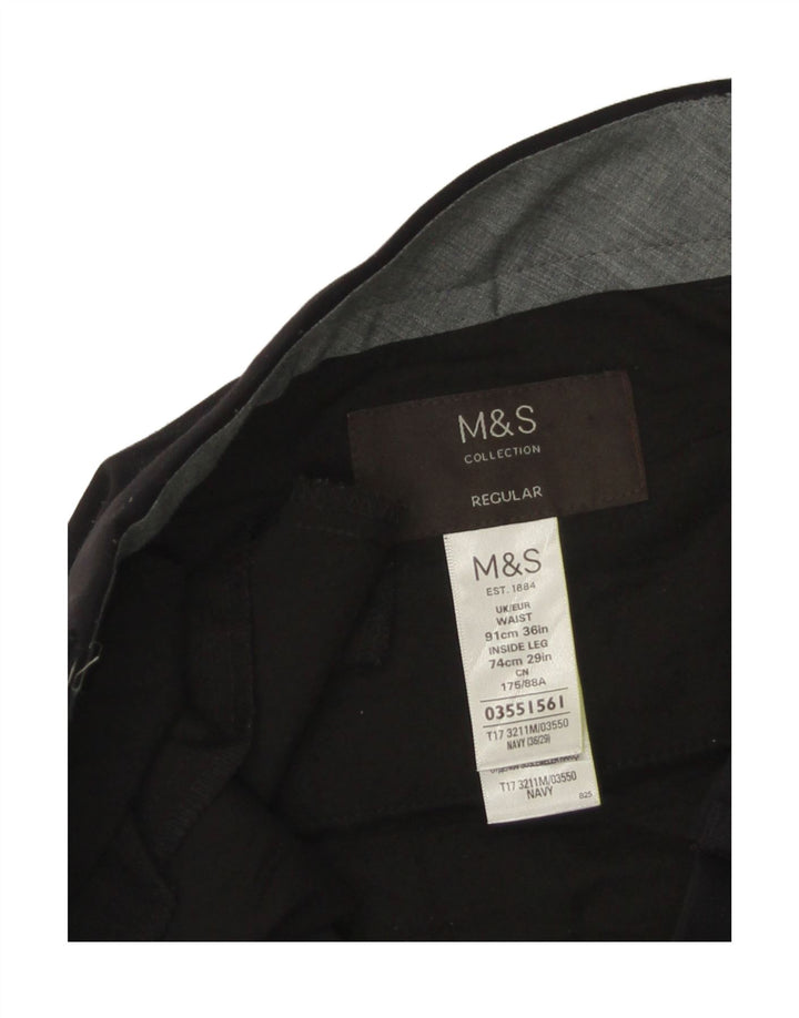 Pantaloni de costum obișnuiți pentru bărbați Marks & Spencer L36 L29 Poliester negru