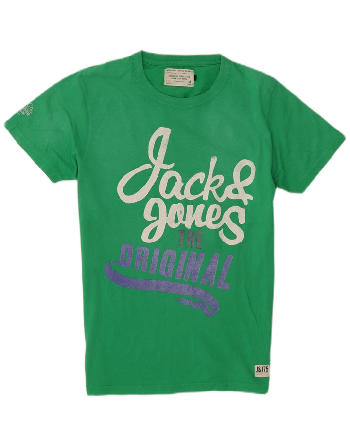 Tricou grafic Jack & Jones pentru bărbați Top din bumbac verde mediu