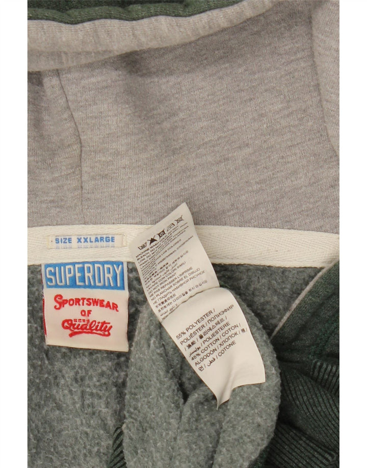SUPERDRY Pulover cu glugă cu fermoar grafic pentru bărbați, poliester kaki 2XL