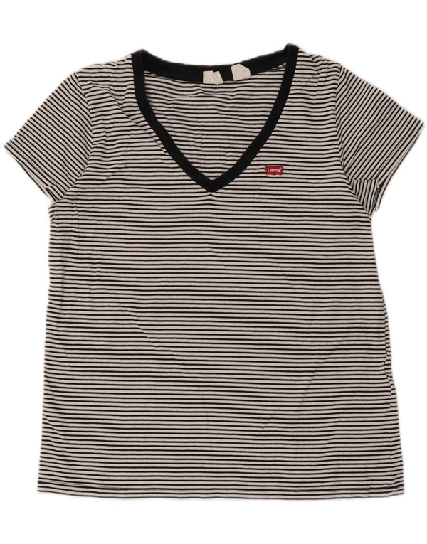Tricou pentru femei Levi's Top UK 14 Large Black Pinstripe Bumbac
