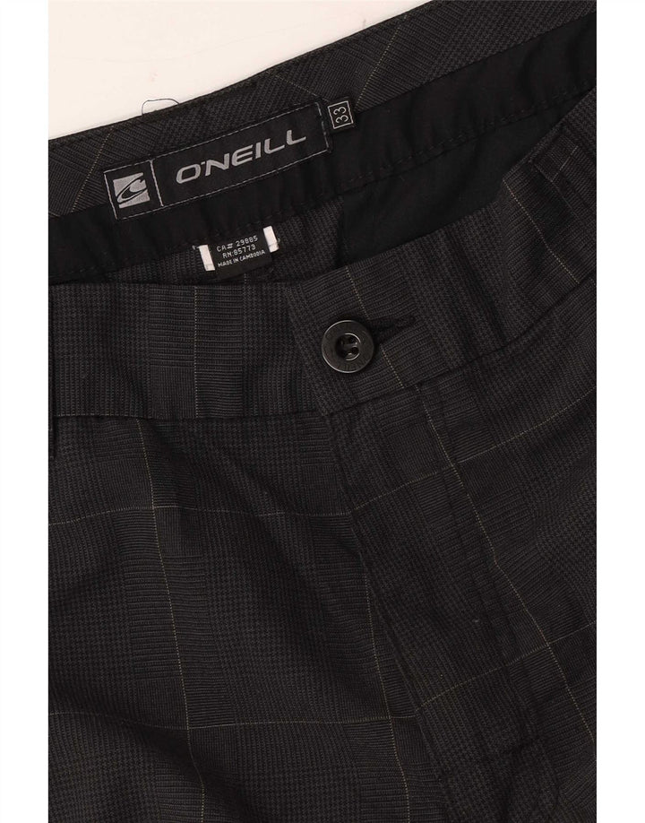 Pantaloni scurți chino pentru bărbați O'Neill W33, poliester cu carouri, gri mediu