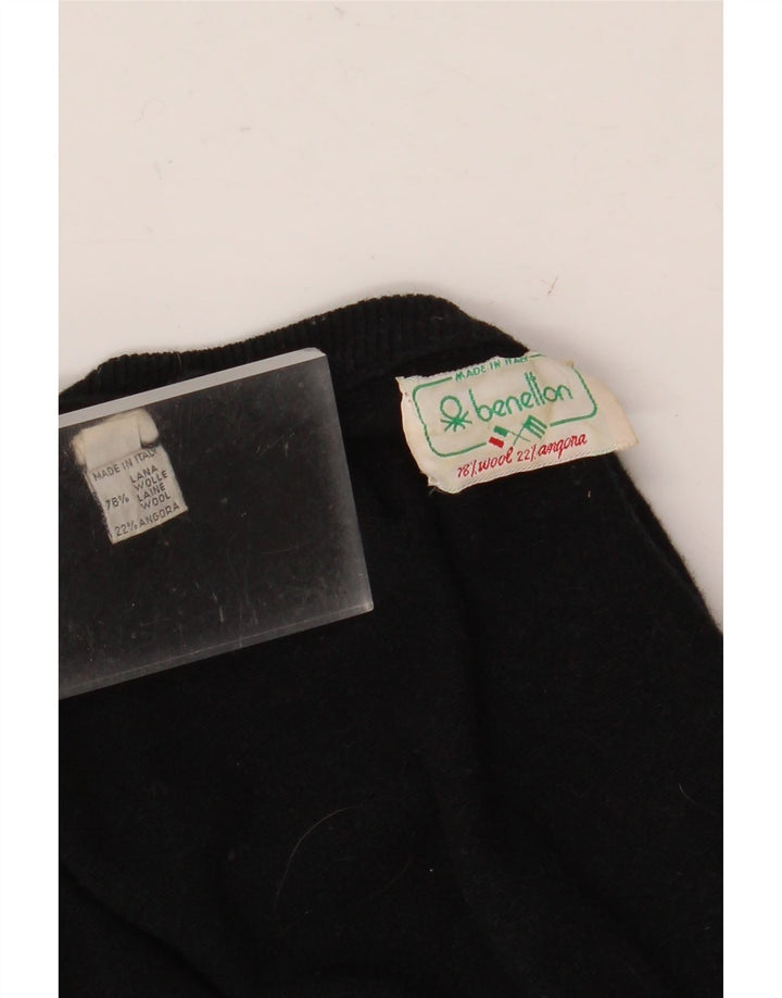 Pulover Benetton pentru femei cu gât roșu IT 50 XL Lână neagră