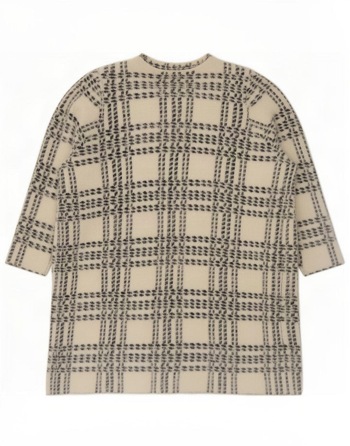 Pulover cardigan cu paragate pentru femei Marks & Spencer UK 14 Medium White Check