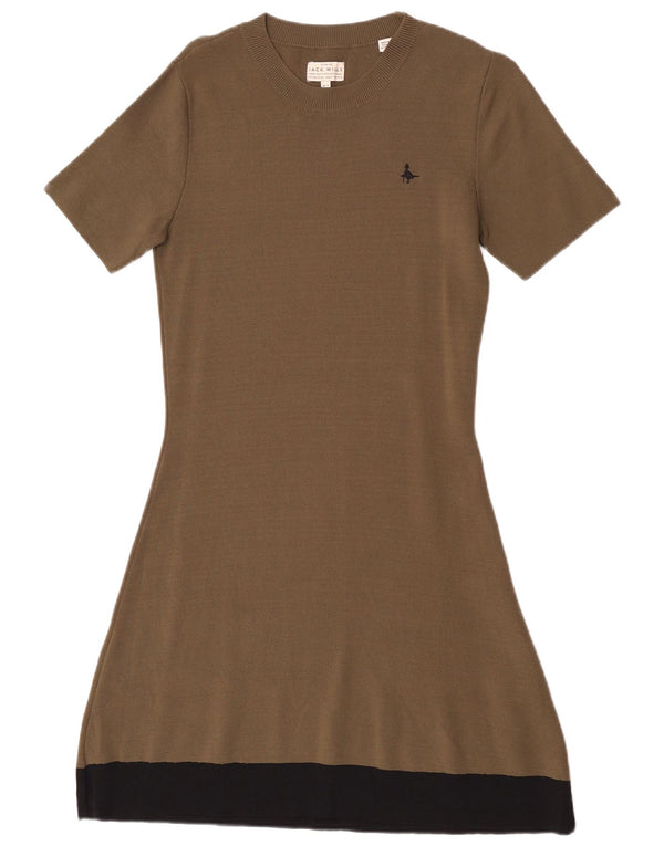 Rochie Jack Wills cu mâneci scurte pentru femei UK 12 Medium Khaki Colorblock