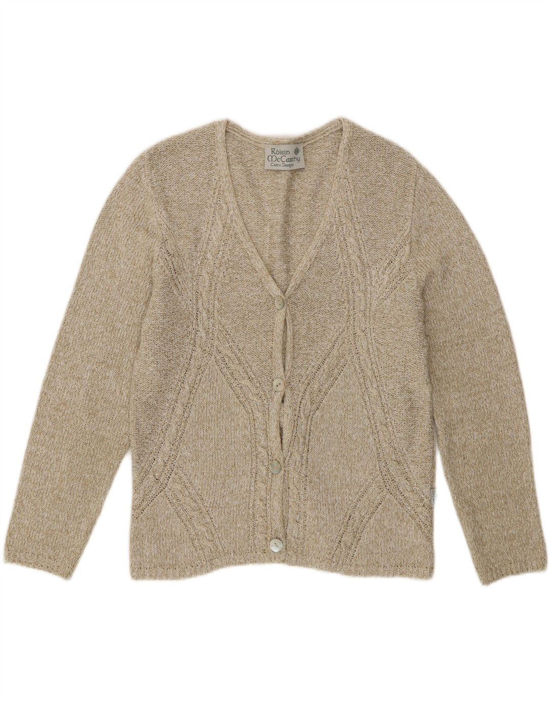 Pulover cardigan Roisin McCarthy pentru femei UK 10 Bumbac cu pete verzi mici