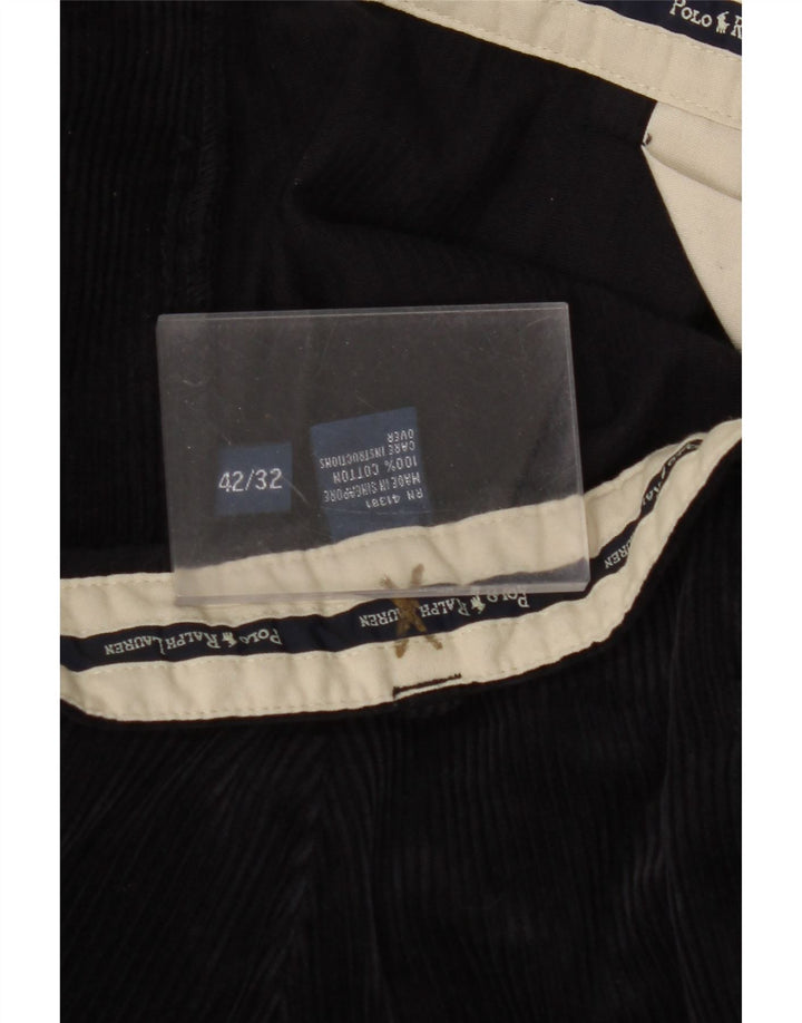 POLO RALPH LAUREN Pantaloni pentru bărbați din velur cu țeavă W42 L32 bumbac negru