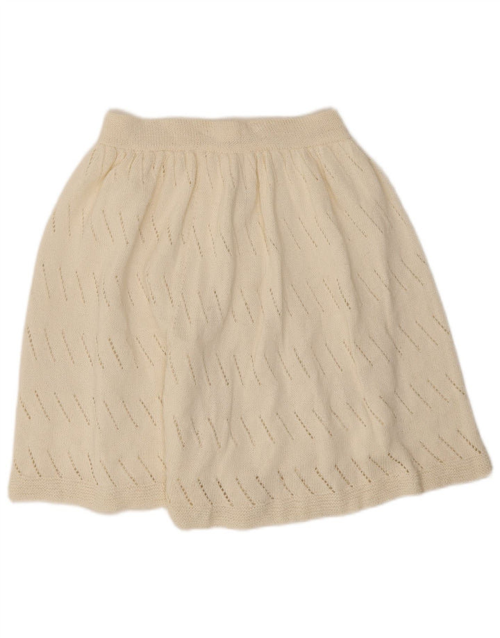 Fusta A-Line tricotată Vintage pentru femei W26 Small Off White