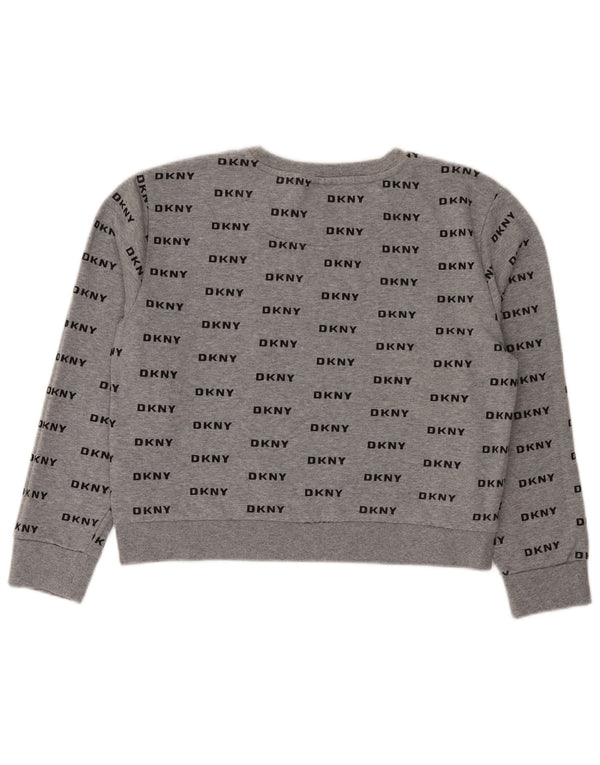 Hanorac crop pentru femei Dkny Pulover UK 16 mare bumbac gri