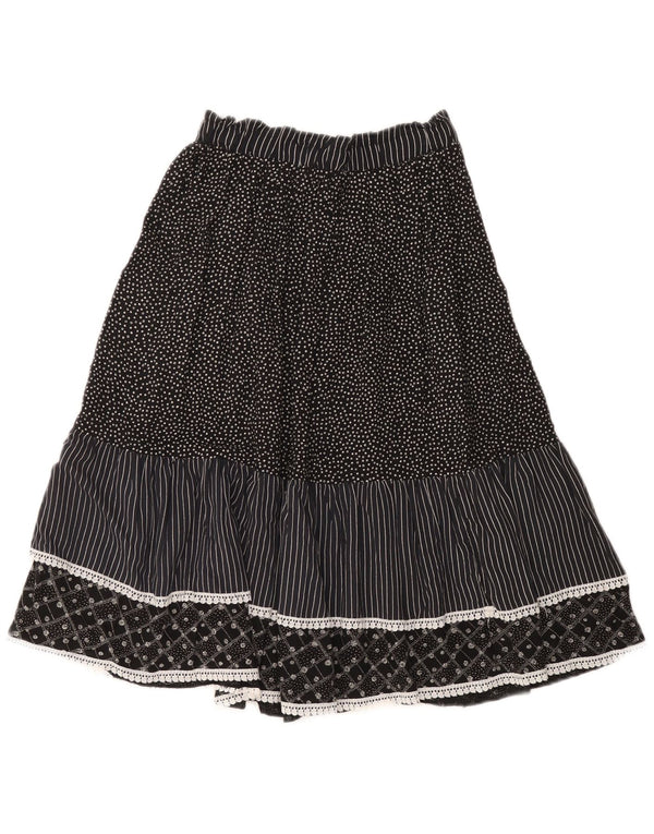 Fusta cu etaje vintage pentru femei IT 44 Medium W32 Viscoză cu pete negre