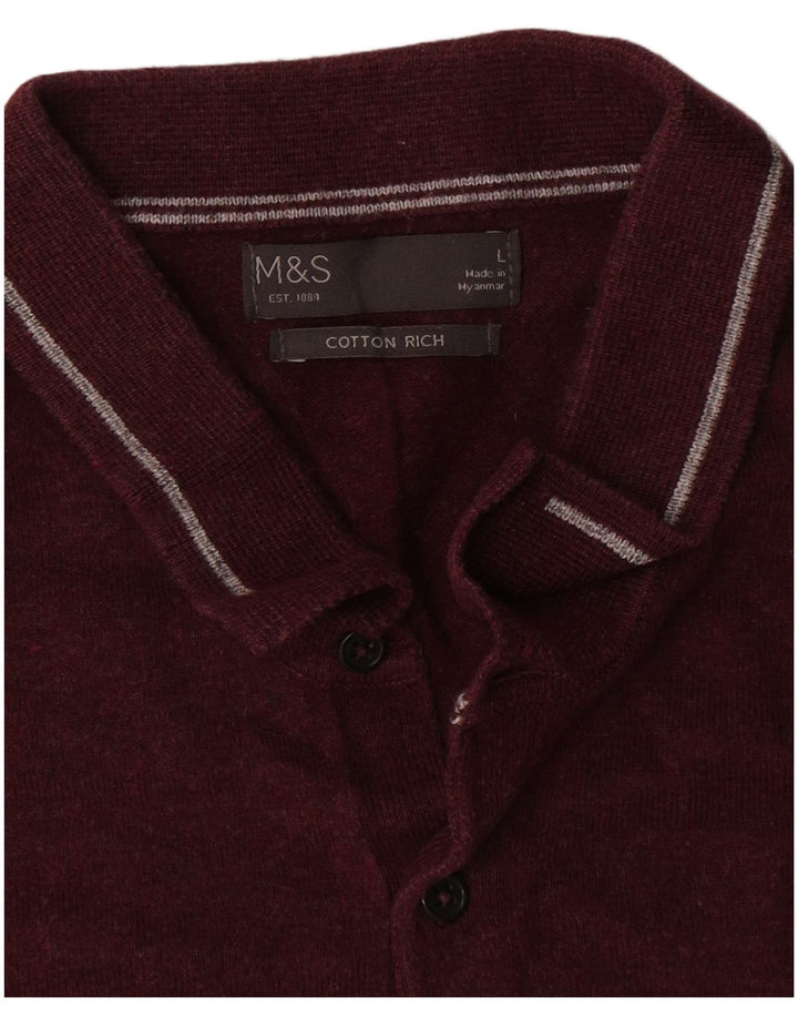 Marks & Spencer Pulover cu gât polo pentru bărbați, mare, gri