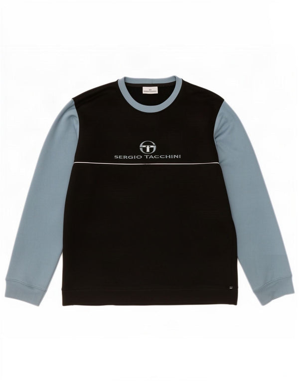 Hanorac cu grafic pentru bărbați Sergio Tacchini Pulover XL, negru, bloc de culoare