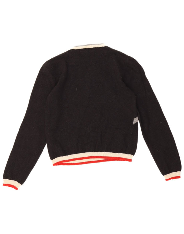 Fred Perry Pulover Crop Crew Deck pentru femei UK 4 XS Negru Geometric