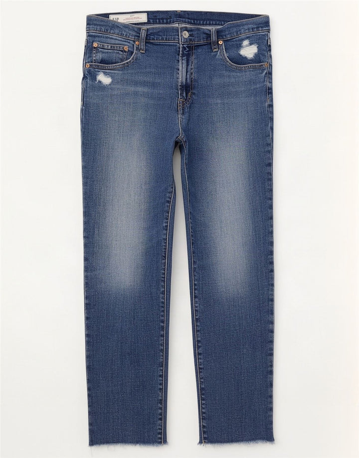 Blugi subțiri cu talie medie Gap pentru femei Girlfriend Distressed W30 L27 Blue