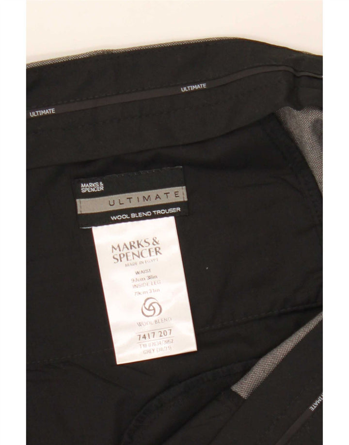Marks & Spencer Pantaloni de costum pentru bărbați Ultimate Pegged W38 L31 poliester gri