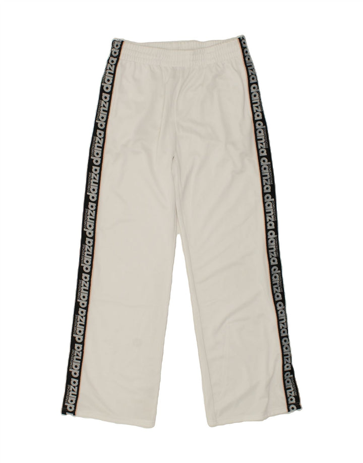 DANZA Womens Graphic Tracksuit Trousers UK 14 Large White Polyester Vintage danza and Second-Hand danza from Messina Hembry 