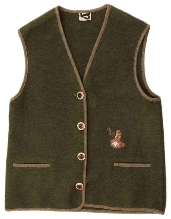 Gilet Vintage pentru femei UK 14 Medium Khaki Wool