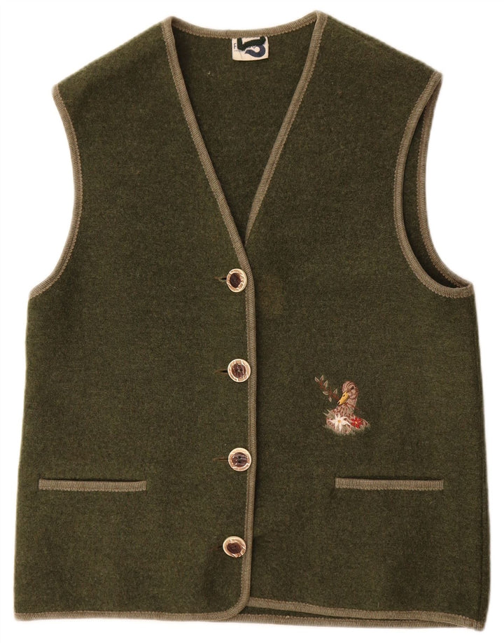 Gilet Vintage pentru femei UK 14 Medium Khaki Wool