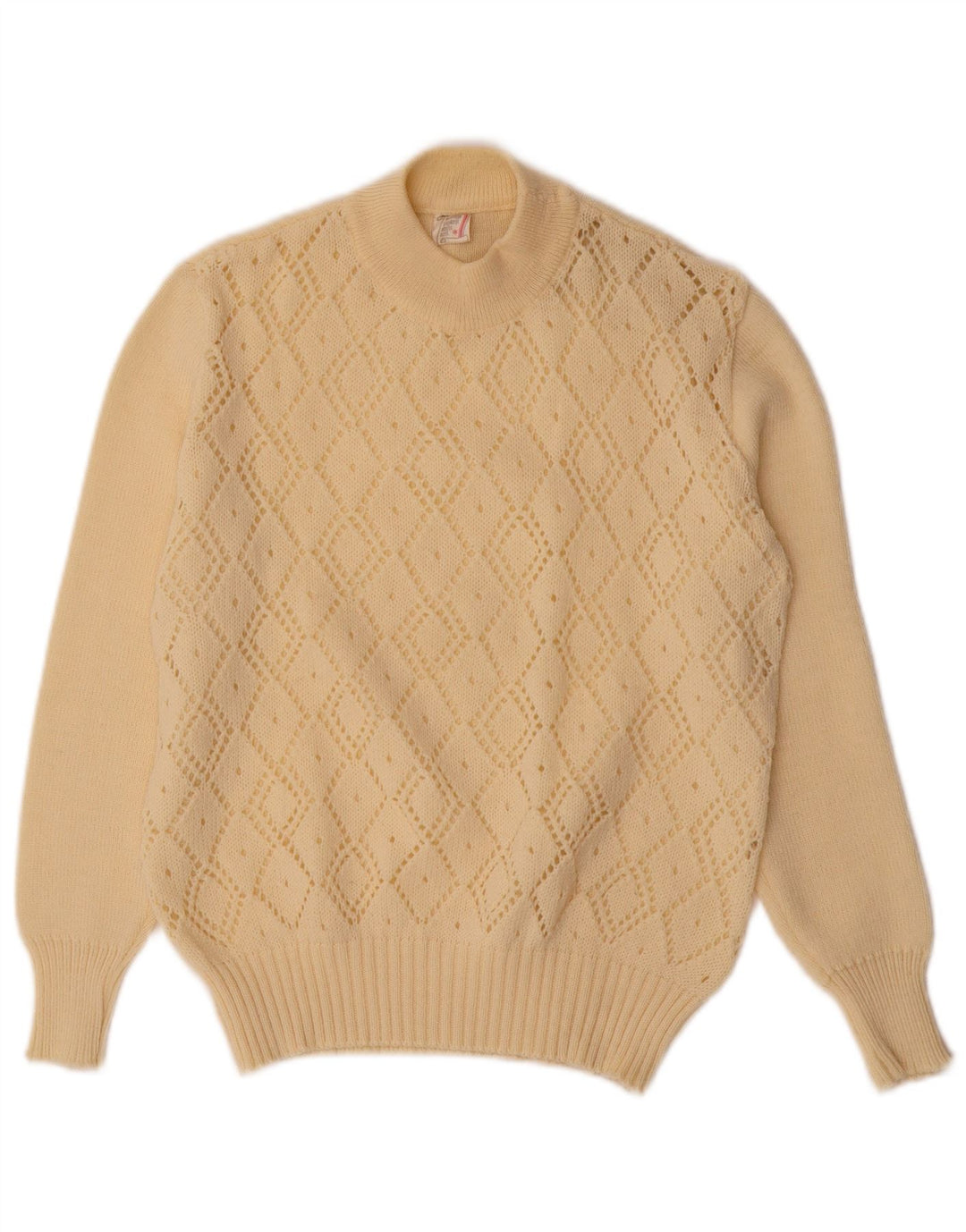 VINTAGE Pulover cu gât țestoasă pentru femei UK 10 Small Off White